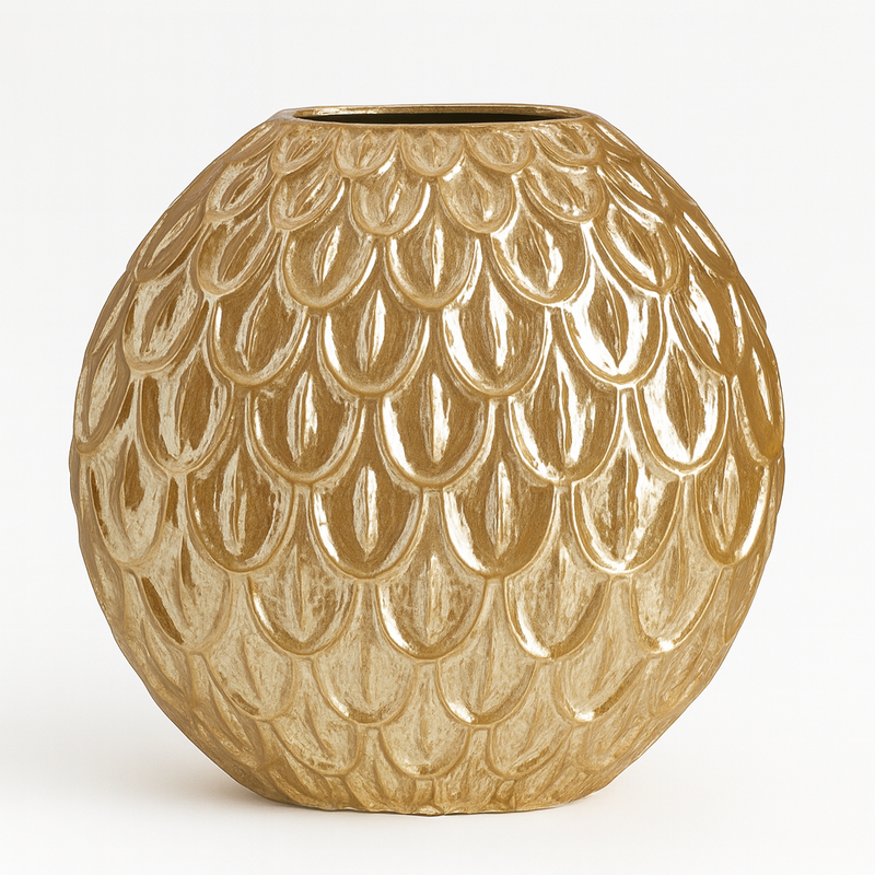 Decorative Gold Vase with Embossed Pattern